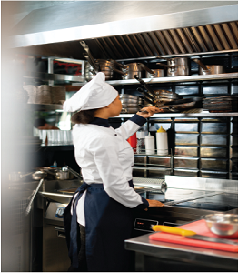 Customer with fresh fruit smoothie